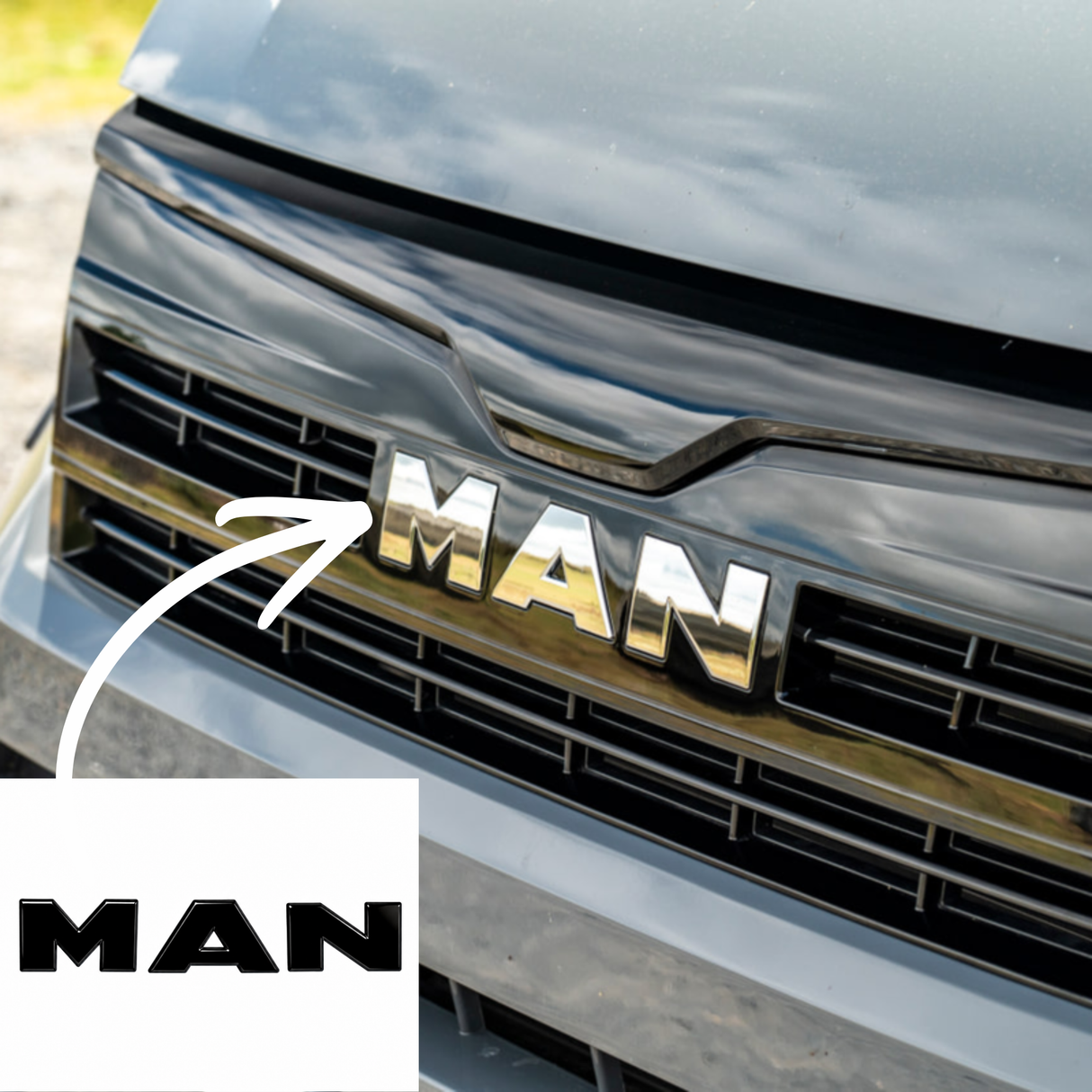 For MAN TGE Front Grille MAN Letters Gloss Black | Van-X