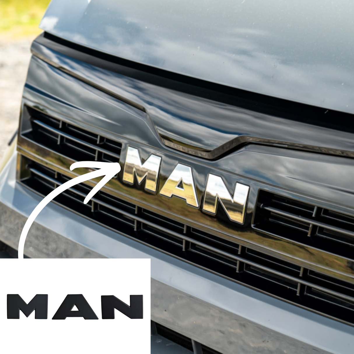 For MAN TGE Front Grille MAN Letters Matte Black | Van-X