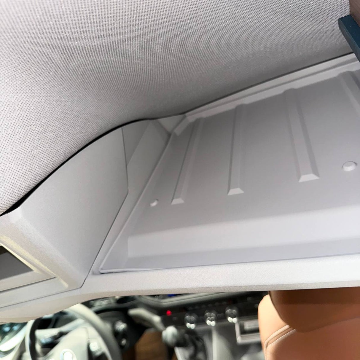 For VW Crafter Front Cab Shelf Light Grey Rubber Inserts – Storage Liner (2018-2025)