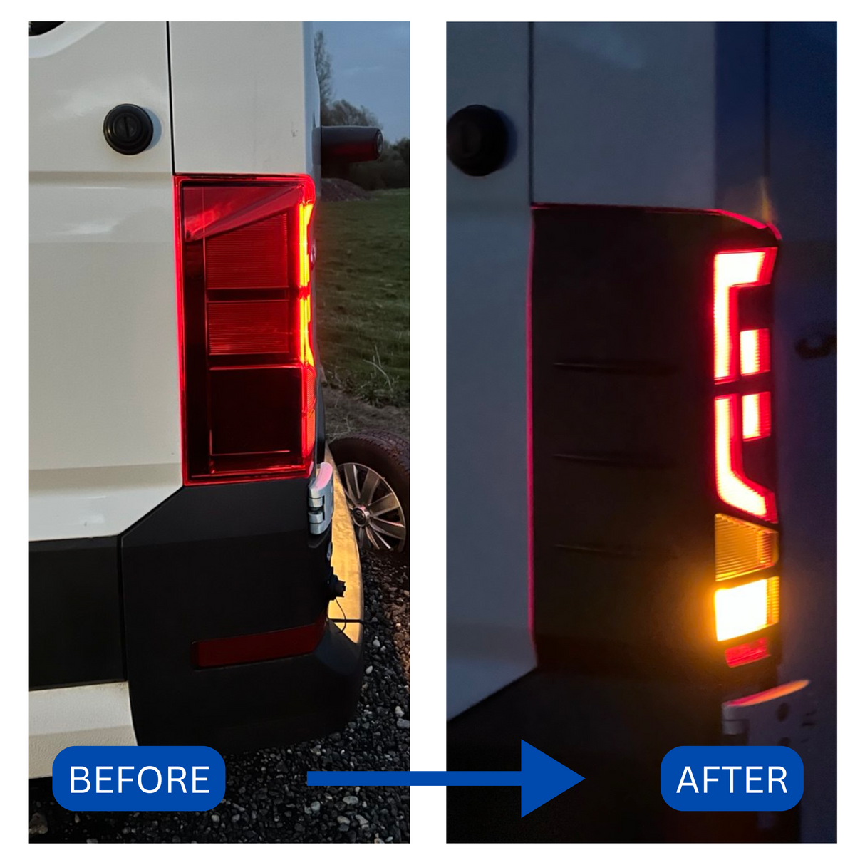 For Volkswagen Crafter Rear Light Guards - Gloss Black (2018 Onwards)