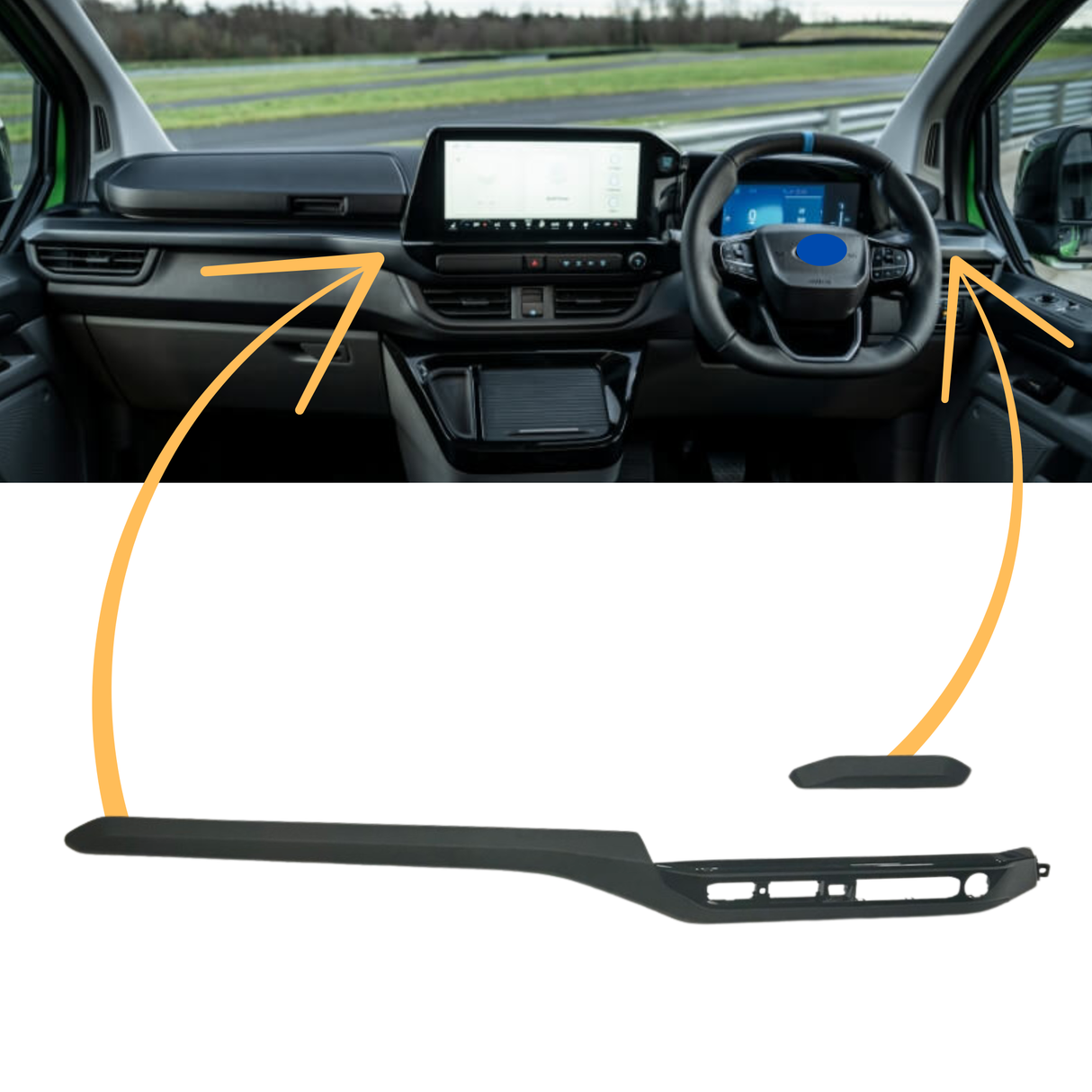 For New Transit Custom Lower Dash Trims - Matte Black | Van-X