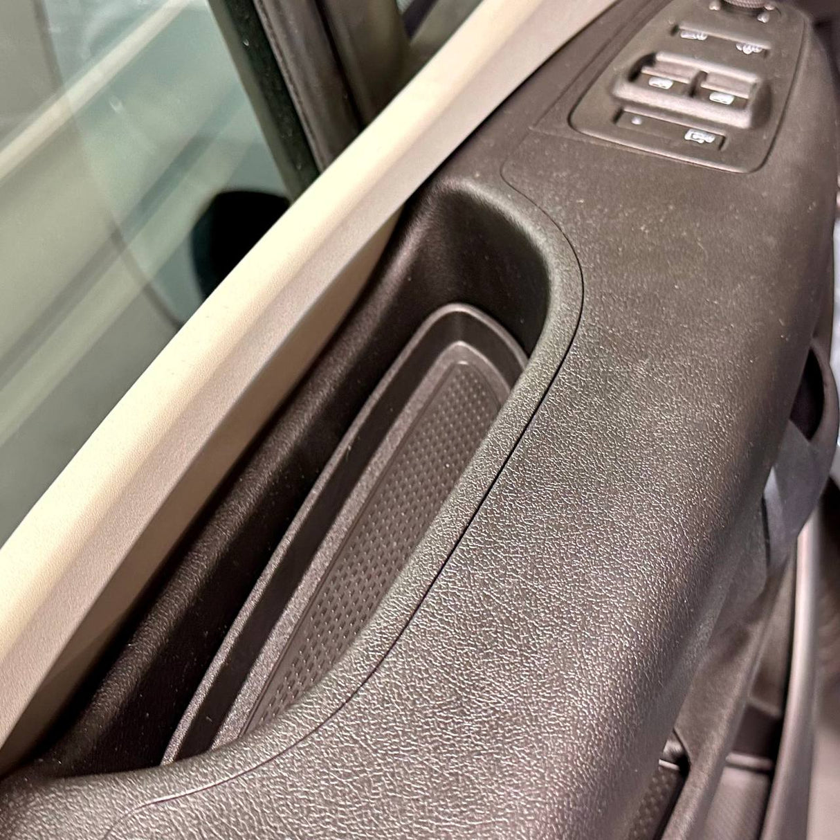 For Fiat Ducato RAM ProMaster Rubber Door Pocket Liner Inserts - Black - Van-X | Premium Door Storage Solution