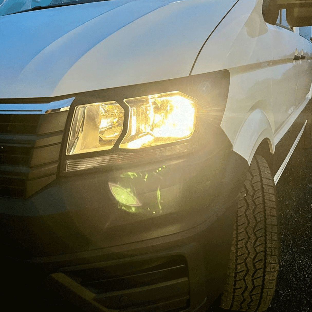 For VW Crafter New Shape Headlight Guards – Hammerite Ultimate Matte Black – Premium Protection | Van-X