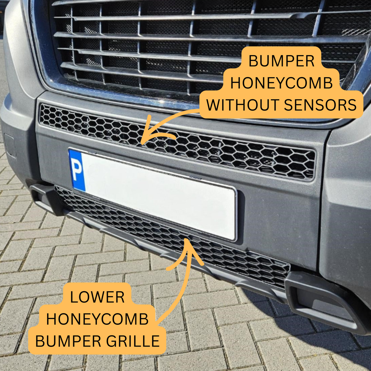 For Citroen Relay Front Honeycomb Bumper Grille Bundle 2pcs - Matte Black | Van-X