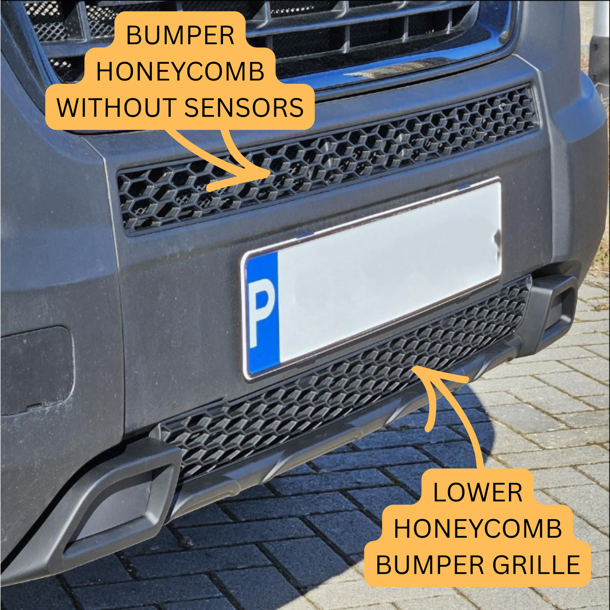 For Vauxhall Movano Front Honeycomb Bumper Grille Bundle 2pcs - Matte Black | Van-X