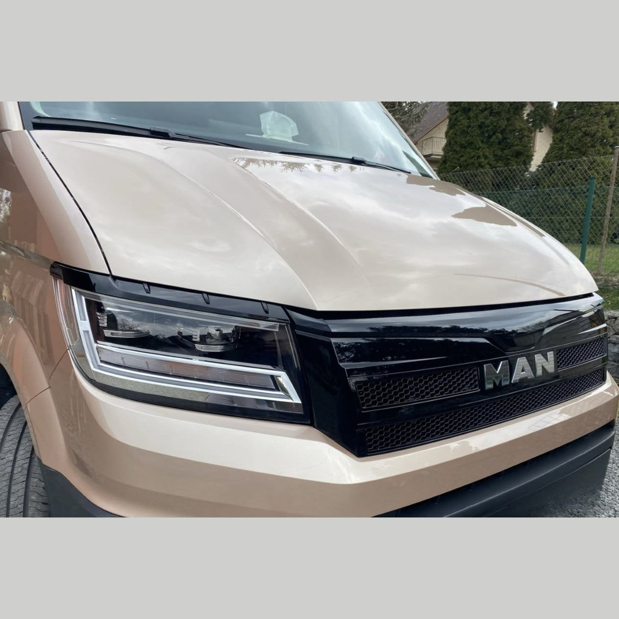 For MAN TGE Headlight Eyebrow Trim – Gloss Black - Van Styling Accessory by Van-X