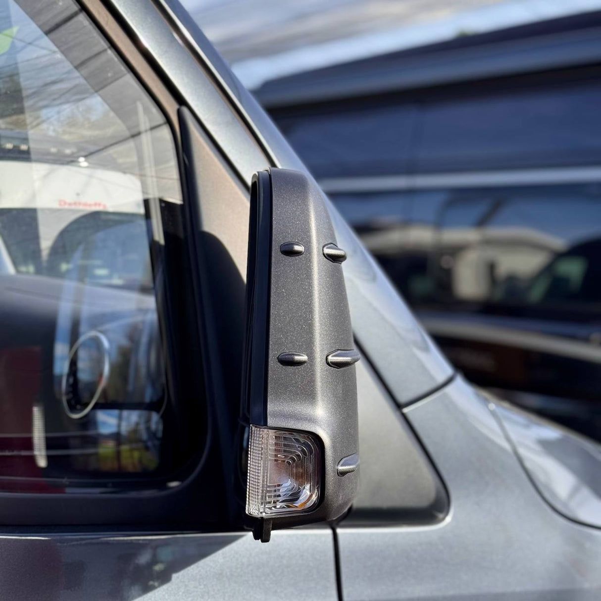 For Mercedes Sprinter Dodge 907 Wing Mirror Covers with Indicator - Hammerite (Set of 2) - Replacement Caps for 907 Models