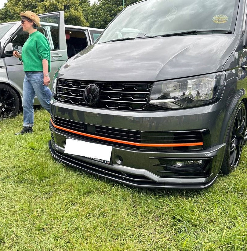 Airson Grile Aghaidh VW T6 R-Line (2 ann an 1) Le/Gun Bhràiste - Dubh Gleansach