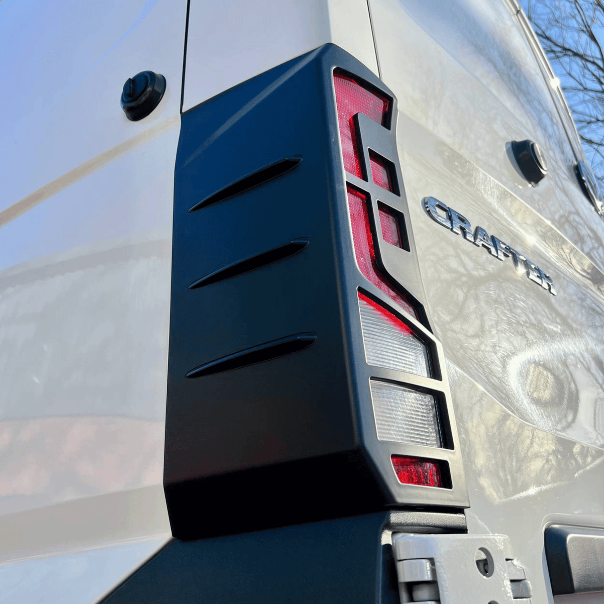 For MAN TGE Rear Light Guards - Ultimate Matte Black Hammerite Protection (2018+)