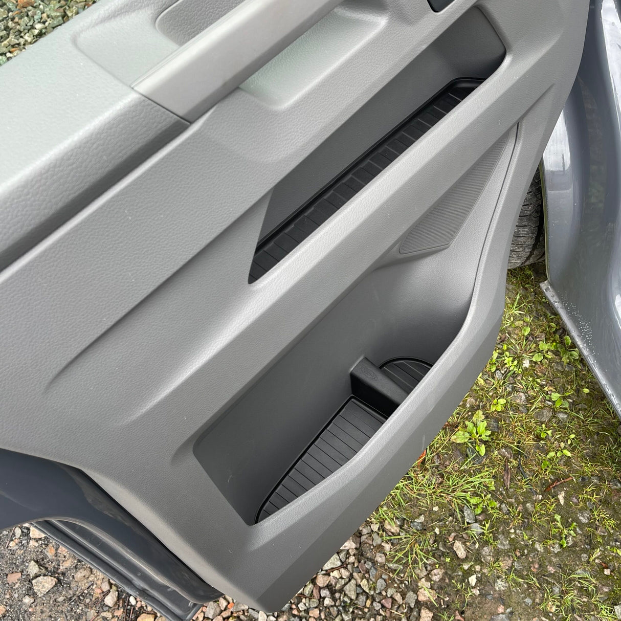 For VW T6.1 Transporter Rubber Door Liner Pocket Inserts Black Campervan Conversion