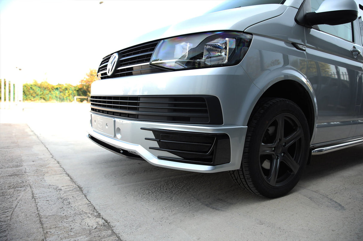 For VW T6 Transporter camper van Front Bumper Spoiler + Splitter (B-Grade) Painted and ready to fit in 3 colour options.latest upgrade