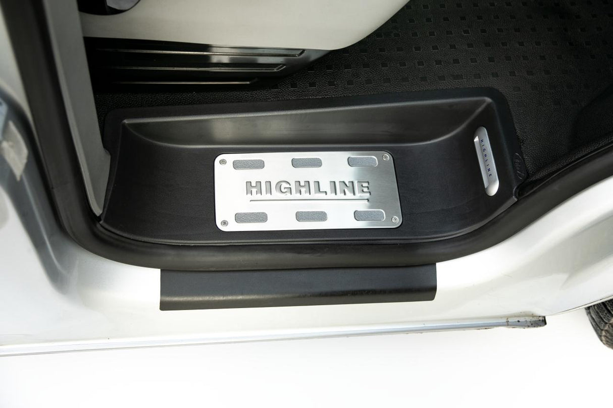 VW T6 Transporter Campervan Full Side Steps with Highline Inserts, Logo & LED – OEM Styling