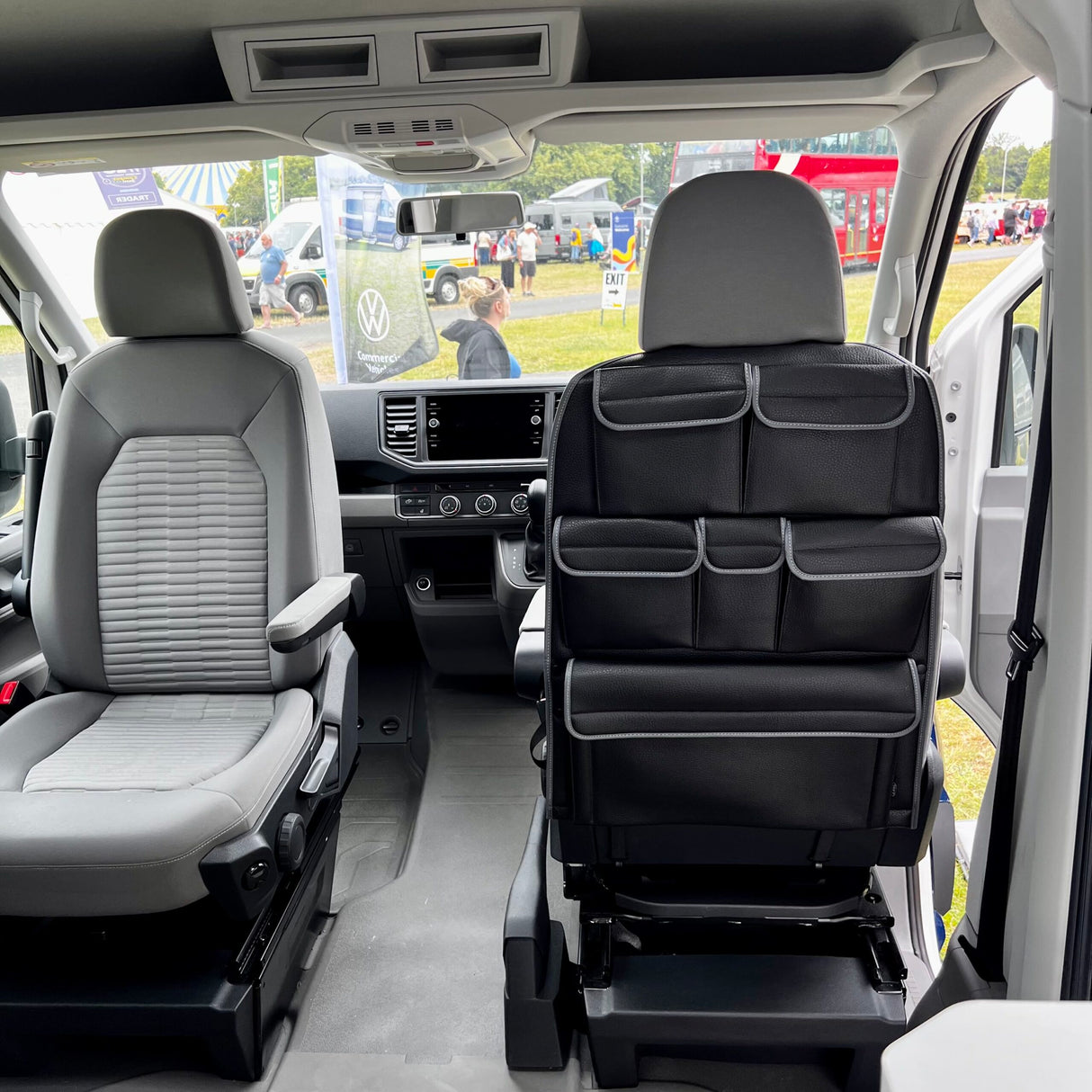 For VW California Ocean, Coast & Beach Campervan Single/Captains Seat Leatherette Back Seat Organiser Storage Solution