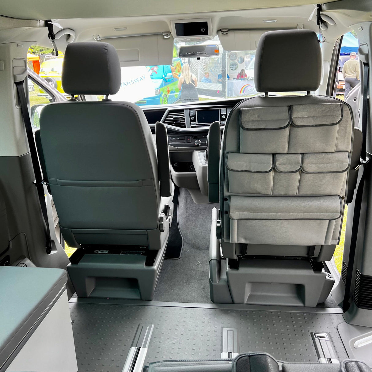 For VW California Ocean, Coast & Beach Campervan Single/Captains Seat Leatherette Back Seat Organiser Storage Solution