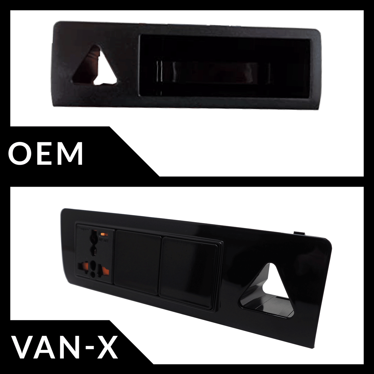 For VW T5 & T5.1 Transporter Gloss Black Hazard Warning Light Switch Unit - Painted & Ready to Fit