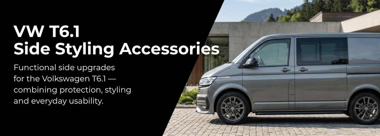 VW T6.1 Transporter side styling accessories including steps, skirts and protection accessories