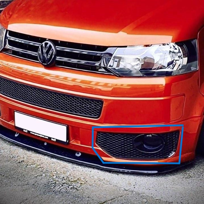 VW T5 .1 Transporter Honeycomb Sportline Spoiler Front Trims Foglight Trims (Matte Black)