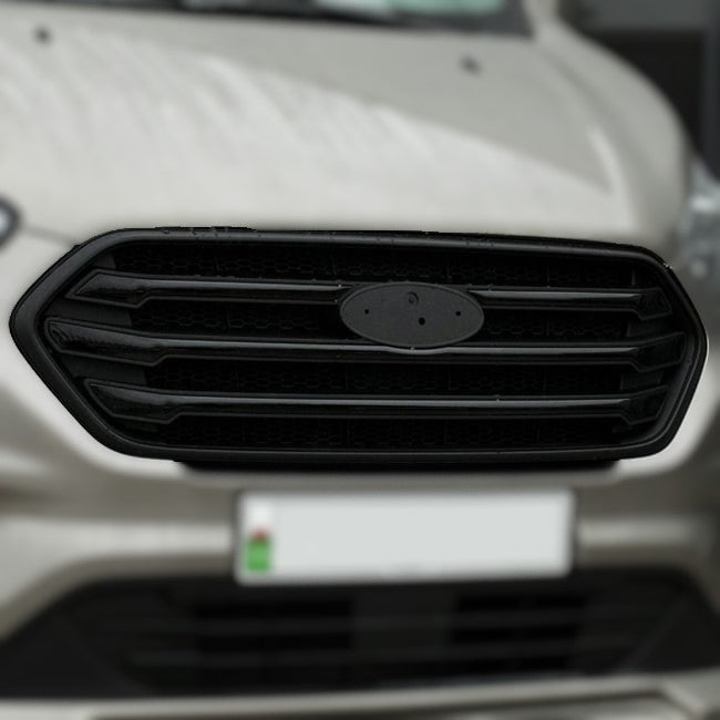 Airson Ford Transit Custom Front Grille Stoidhle OEM Cruth Ùr (Bunait Dubh Matte) air a pheantadh agus deiseil airson a bhith iomchaidh