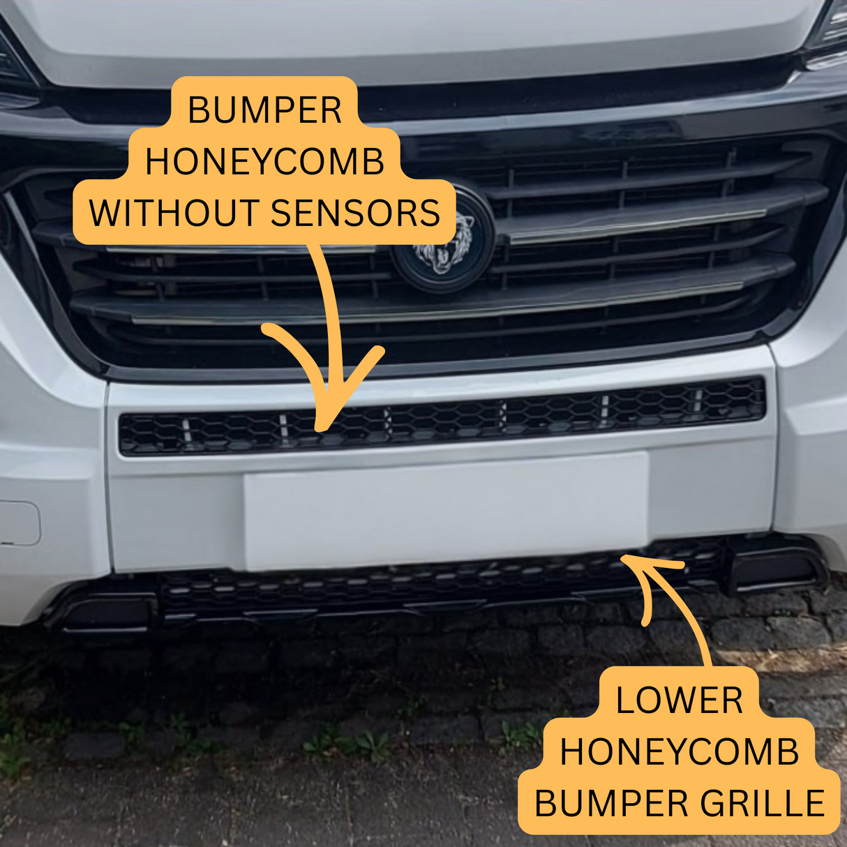 For Citroen Relay Front Honeycomb Bumper Grille Bundle 2pcs - Gloss Black | Van-X