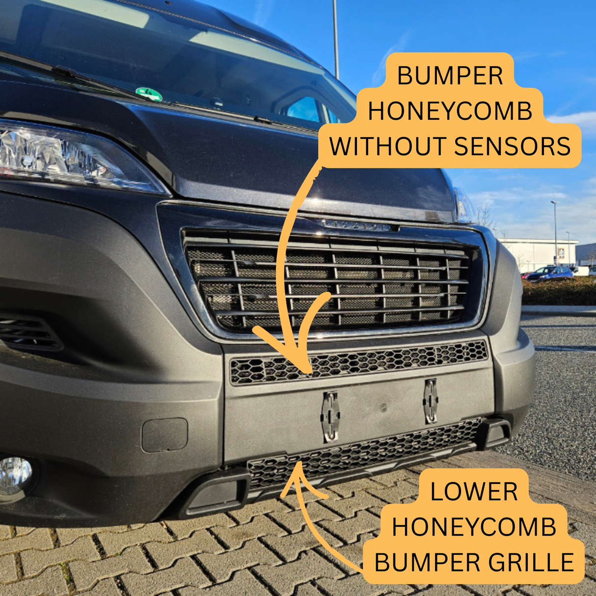 For Peugeot Boxer Front Honeycomb Bumper Grille Bundle 2pcs - Matte Black | Van-X