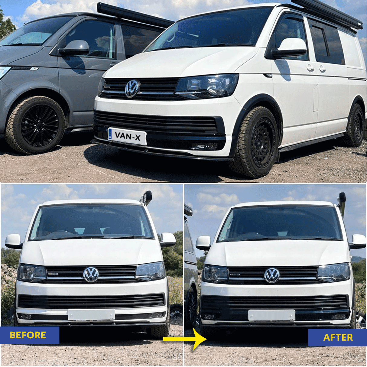 For VW T6 Highline Bumper only, California Beach and Ocean models, Caravelle, VanX Bumper Grille XL - Textured Finish