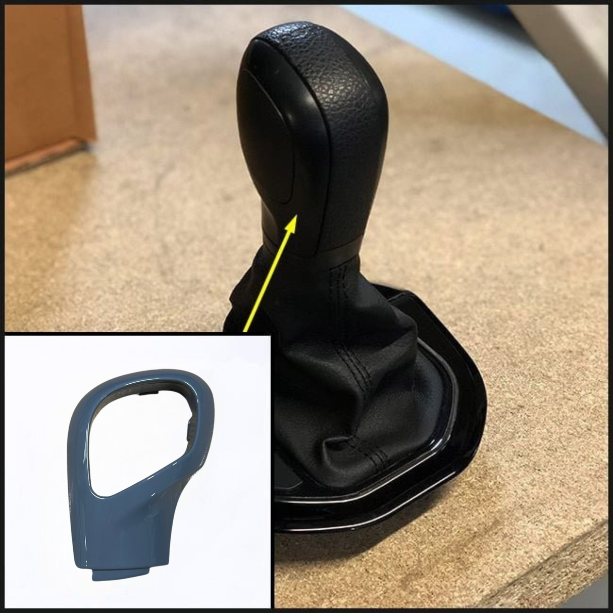 Ceapan stoidhle taobh VW T6 Transporter Auto/DSG Gear Knob - peantaichte buidhe agus deiseil airson a bhith iomchaidh