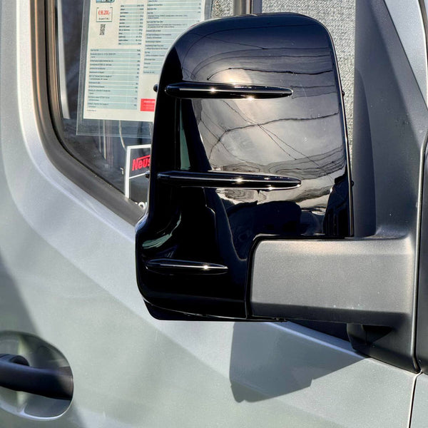 Airson Còmhdaichean Sgàthan Sgiath Mercedes Sprinter Dodge 907 le Comharra - Dubh Gleansach (Seata de 2) - Caipichean Ath-chuir airson Modalan 907