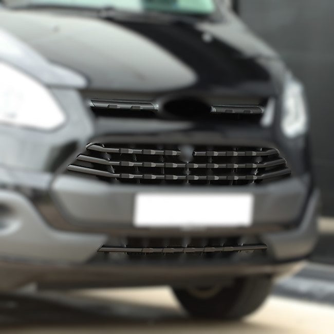 Airson Ford Transit Custom Front Grille Trims Styling Aghaidh Dubh Matte (7Pcs) 2012 - 2018 MK1 air a pheantadh agus deiseil airson uidheamachadh