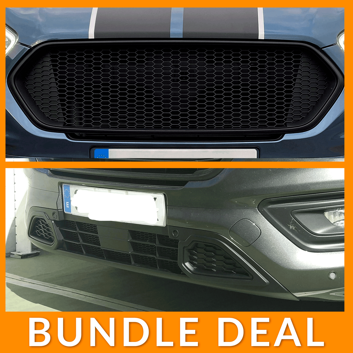 For Ford Transit Custom Complete Front Honeycomb Grille Package - Matte Black Bundle ONLY Painted and Ready to Fit