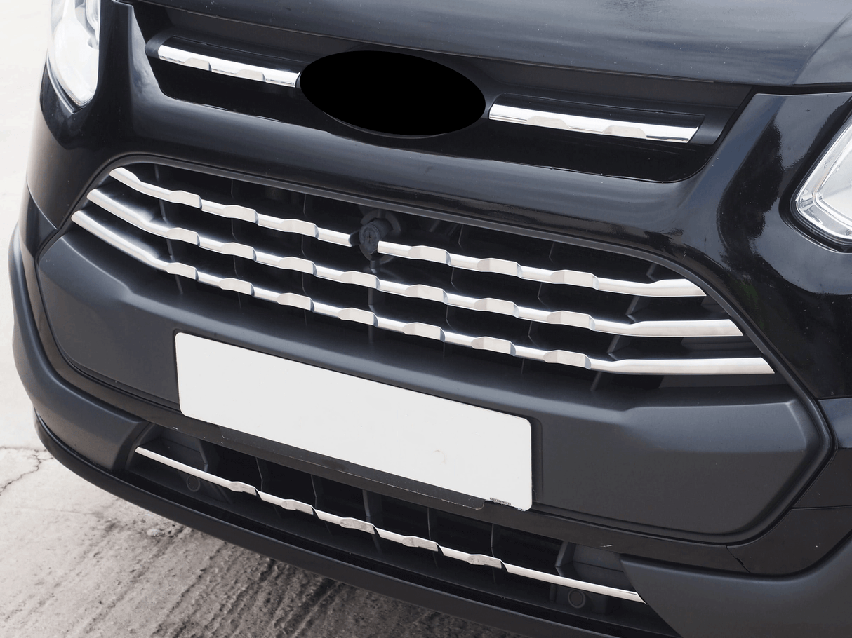 For Ford Transit Custom Shiny Chrome Front Grille Trims (7Pcs) - MK1 (2012-2018) - Ready to Fit