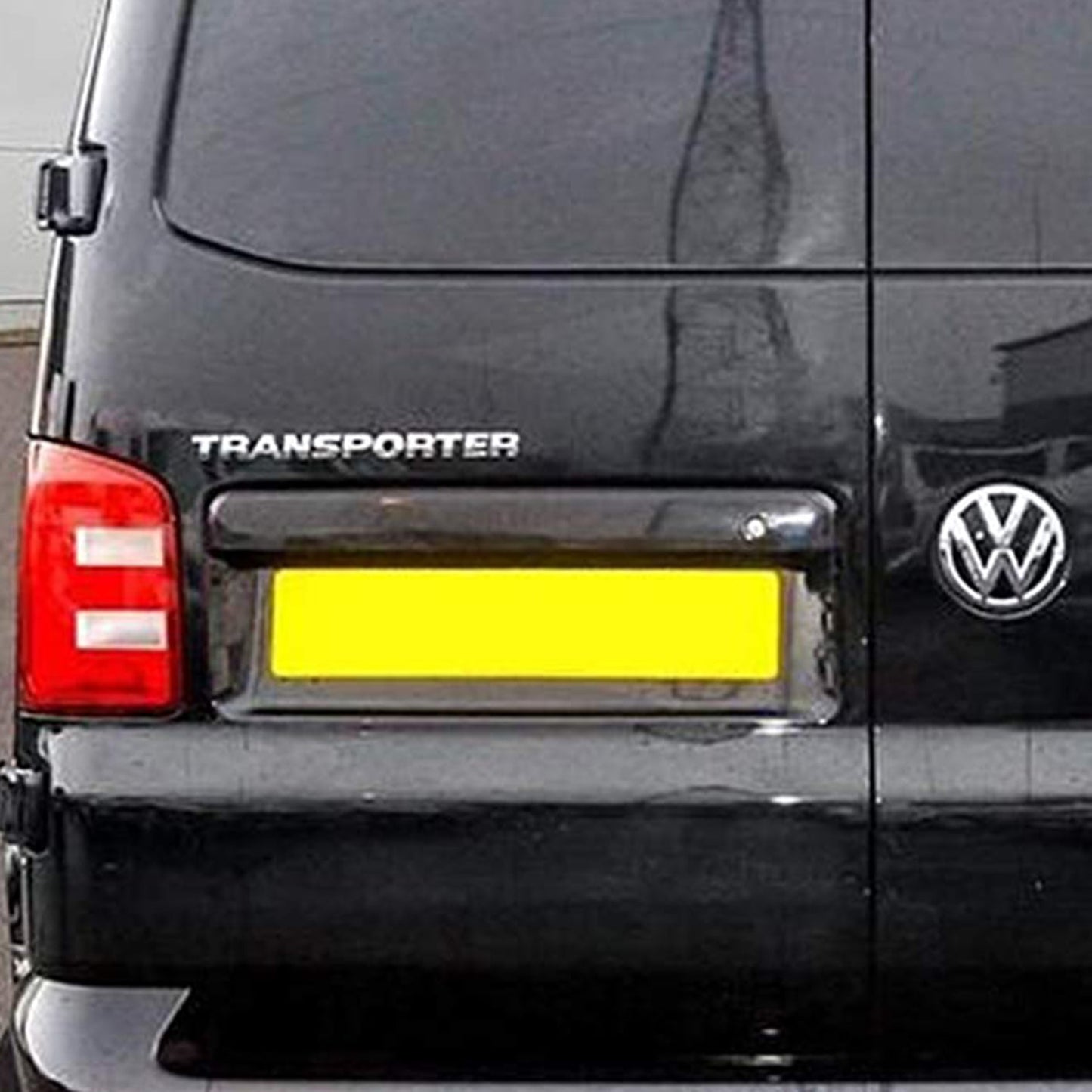 VW T5, T5.1 Barn Door Rear Number Plate Unit - Deep Black Painted and Ready to Fit
