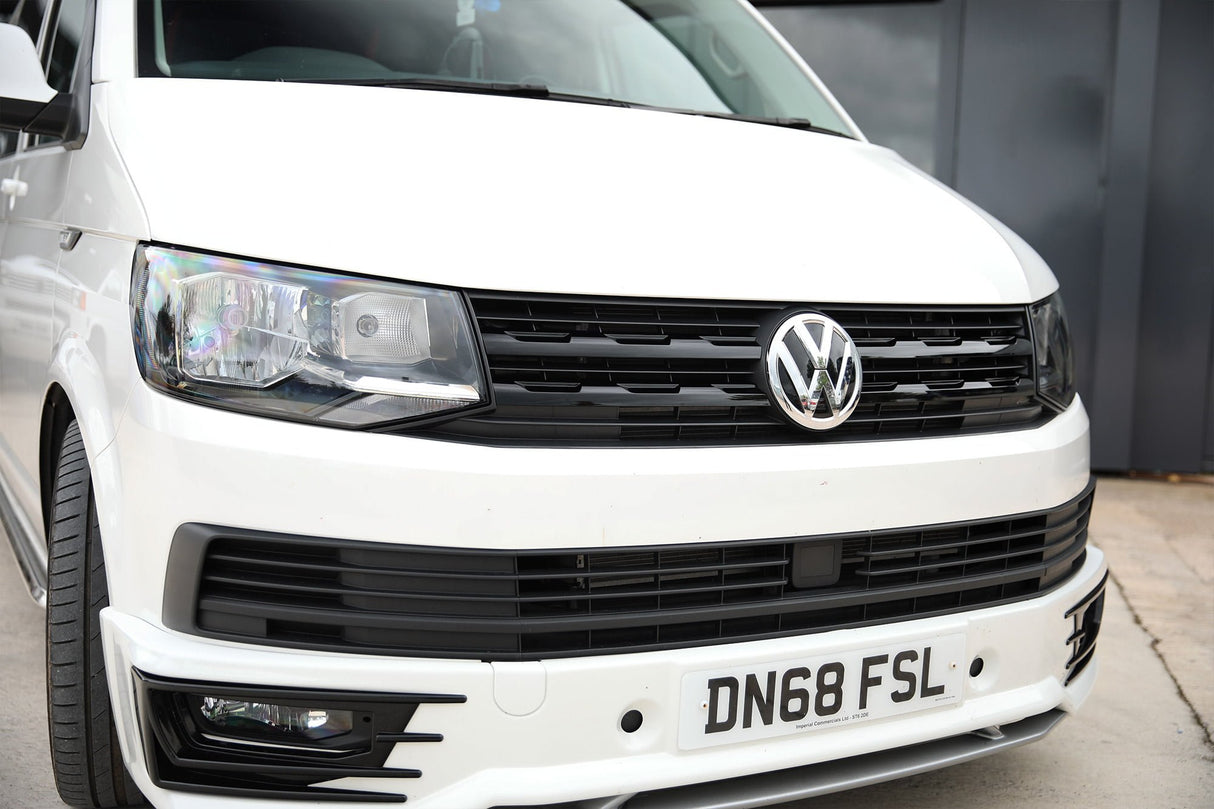 VW Transporter T6 R-Line Front Grille Trims - Gloss Black Painted and Ready to Fit