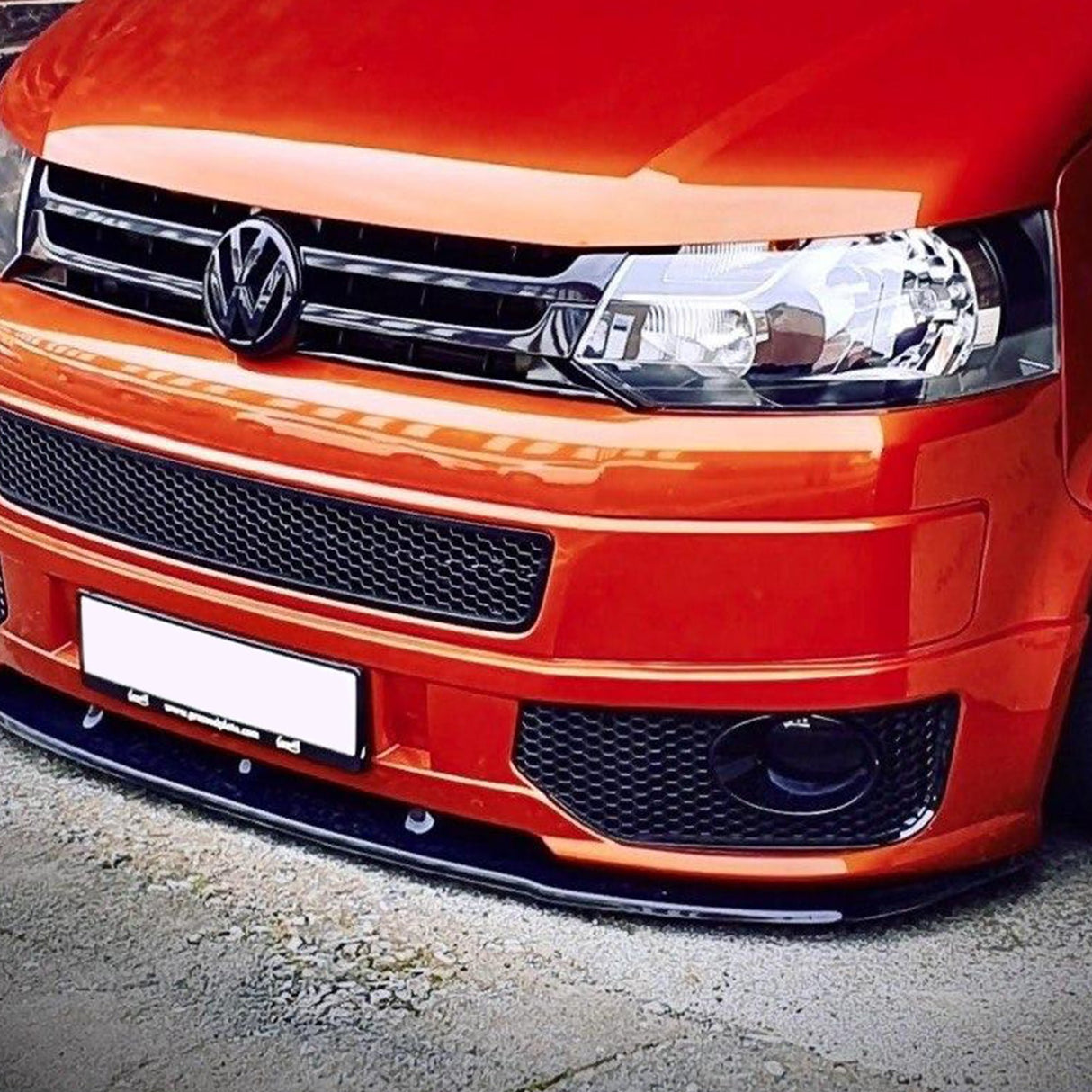 VW T5 .1 Transporter Honeycomb Sportline Front Spoiler Foglight Trims (Matte Black)