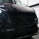 For Ford Transit Custom Complete Front Honeycomb Grille Set -  Gloss Black Top Grille, Matte Black Lower Grille Bundle ONLY Painted and Ready to Fit