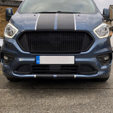 Airson Ford Transit Custom Front Badgeless Grille Matte Black New Shape Grille a-mhàin air a pheantadh agus deiseil airson uidheamachadh