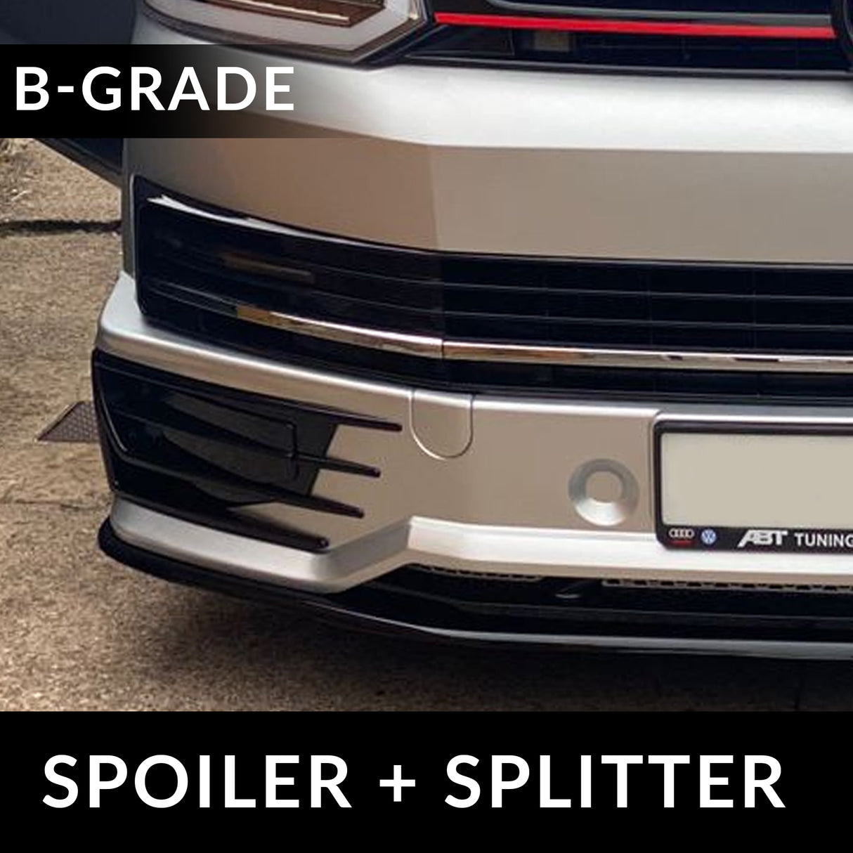 Spoiler Sportline Front Transporter VW T5.1 + Styling Splitter T5-X (Ìre B) Air a pheantadh agus deiseil airson a dhol a-steach do 3 roghainnean dath