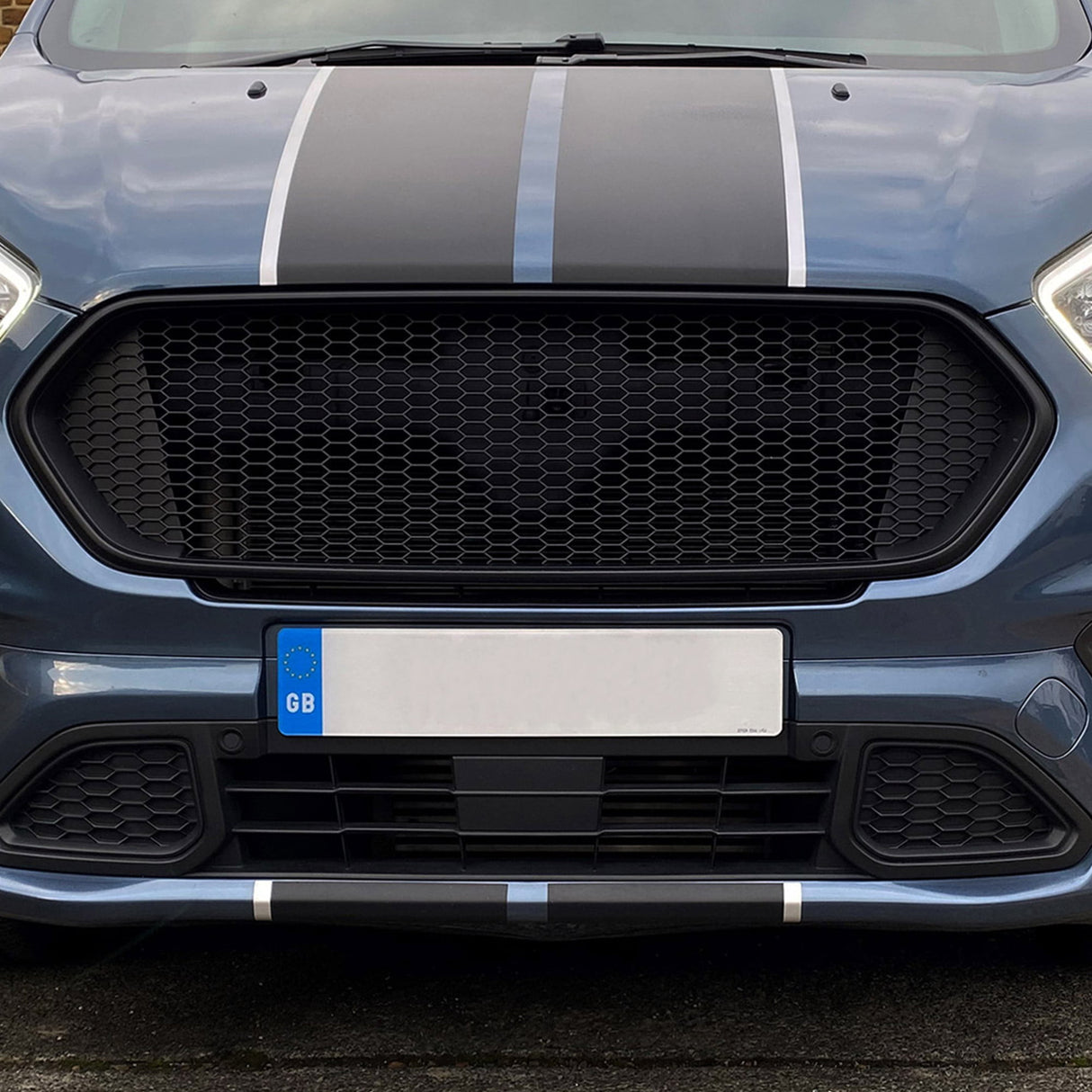 For Ford Transit Custom Matte Black Honeycomb Grille Set - Pre-Painted and Ready to Fit