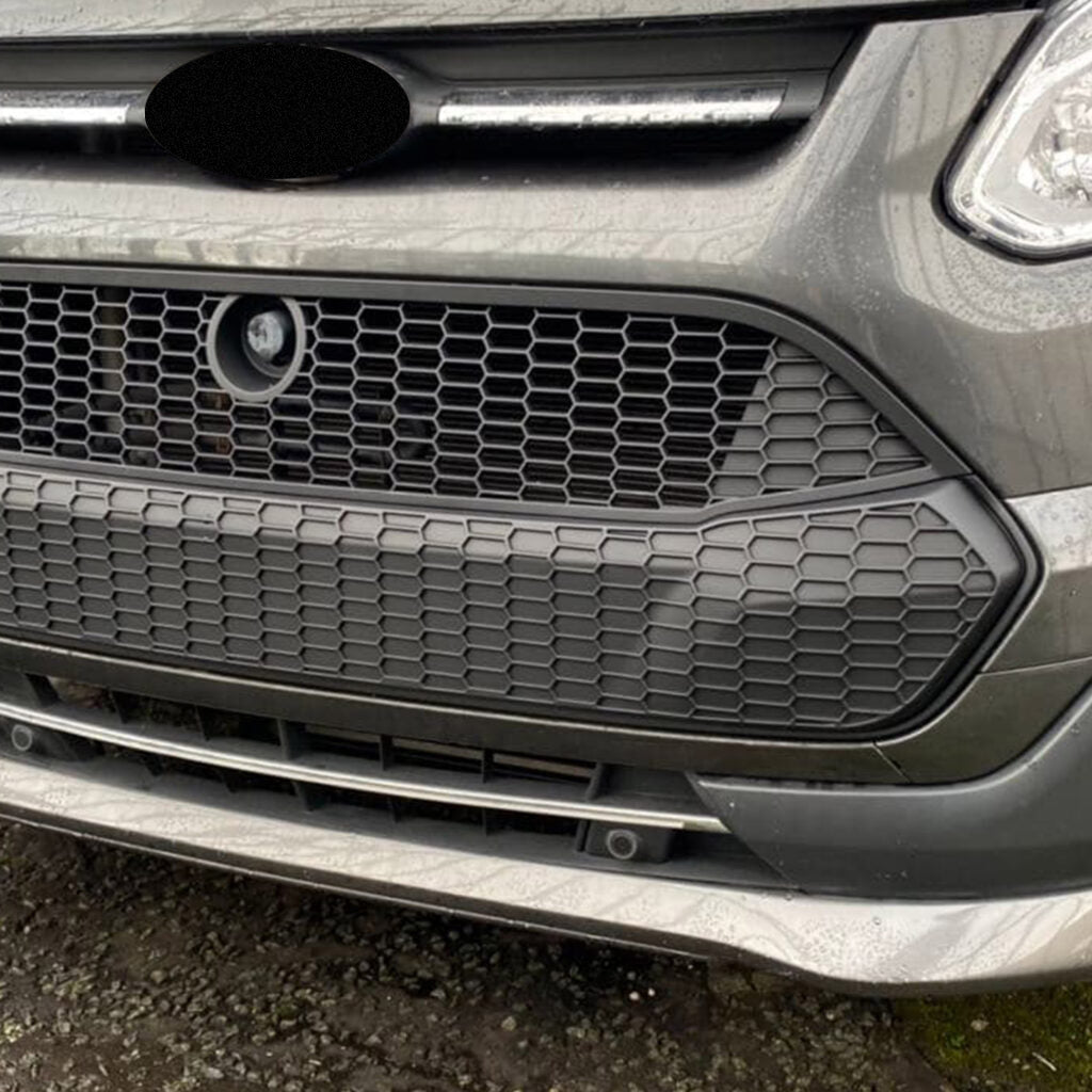 Airson Ford Transit Custom Front Grille Honeycomb atharraichte 2012 - 2018 MK1 Matte Black air a pheantadh agus deiseil airson uidheamachadh