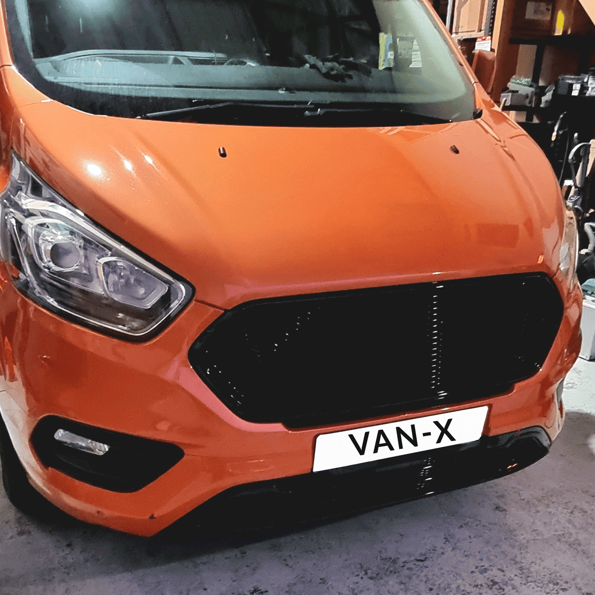 For Ford Transit Custom Front Badgeless Honeycomb Grille Gloss Black Styling Painted and Ready to Fit