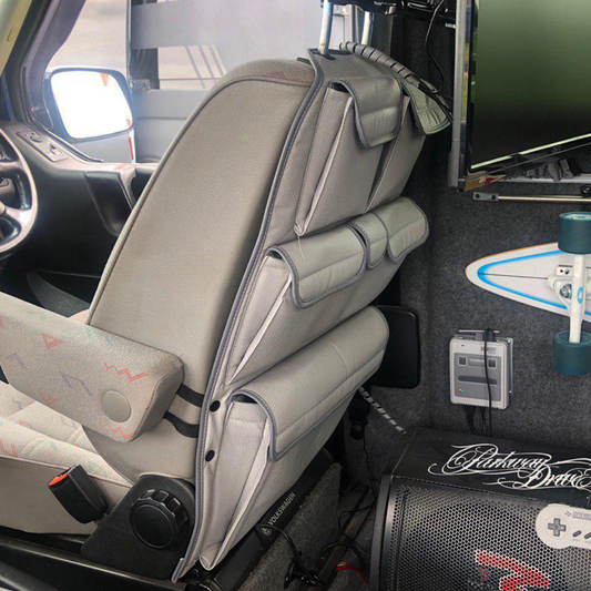 VW T4 Transporter Caravelle Campervan Singilte / Caiptean Seat Leatherette Back Seat Eagraiche Stòradh