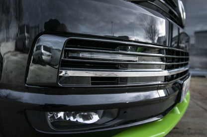 Inneal DRL bàr-solais VW T6 Transporter (Gloss Black) Freagarrach airson Highline agus Sportline Bumper Ideal MOD